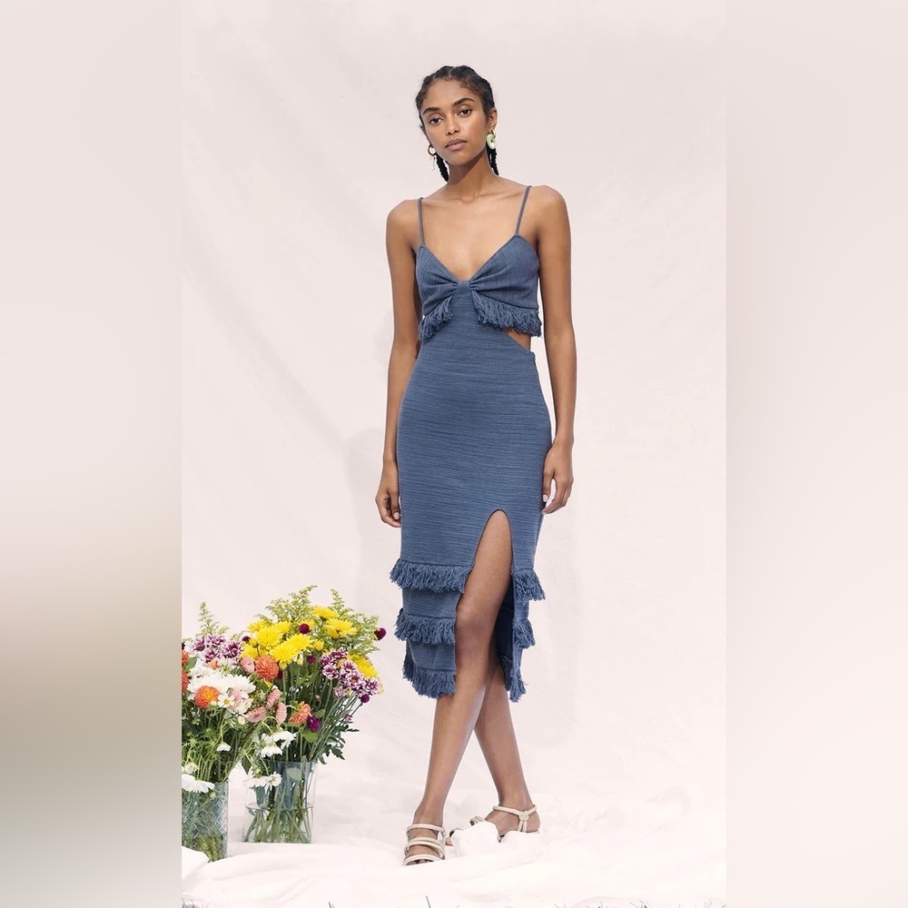 Saylor Sachi Cut Out Fringe Midi Dress